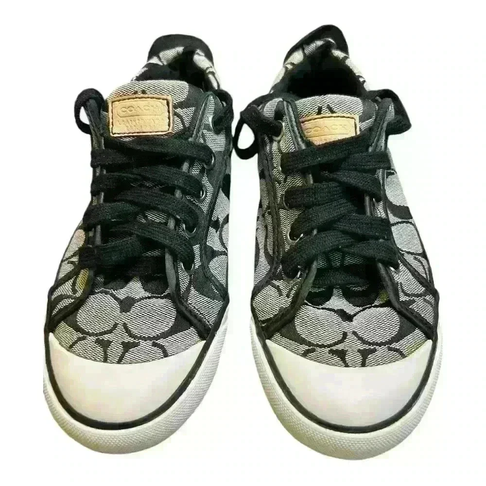 COACH Barrett II Monogram Signature C Black Gray Sneaker Size 7.5W Grey low top - Picture 13 of 13